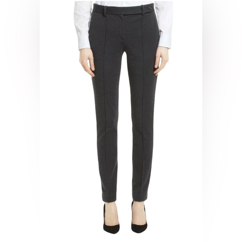Theory Pintuck Pant in Dark Charocal Knit Twill Crop Ankle Trousers Size 6